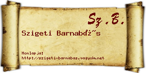 Szigeti Barnabás névjegykártya